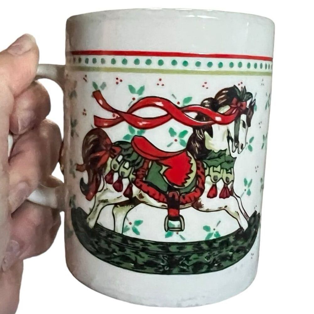 Vintage Antique Merry Go Round Horse Christmas Pony Coffee Mug